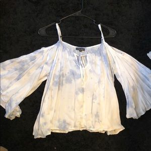 Blue and white tie dye style envy top